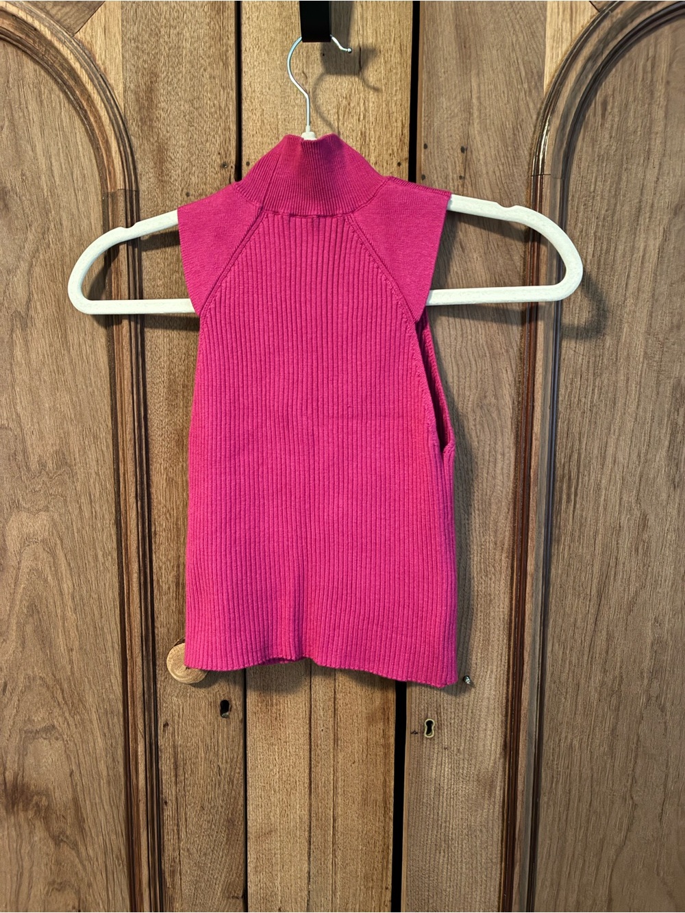 Dynamite Fuchsia Pink Ribbed Mock Neck Tank - Picture 3 of 3